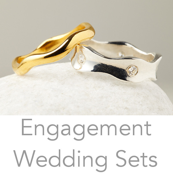 Ethical Engagement and Wedding ring sets crafted using Fairmined Gold or other ethically sourced precious metals. Designed to fit together.
