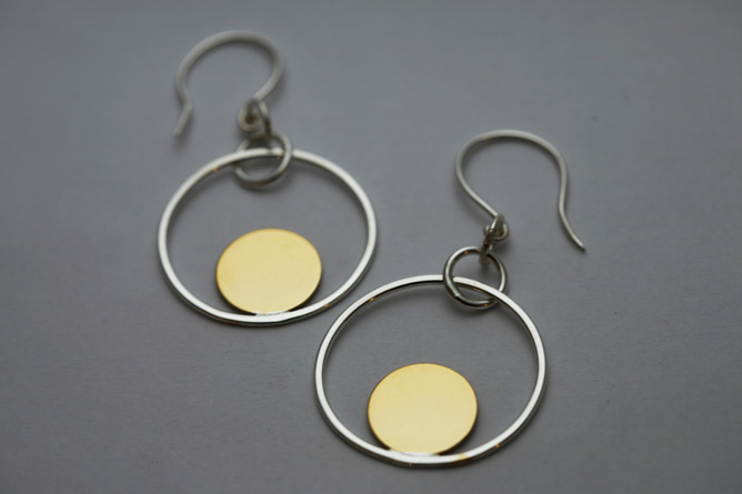 Recycled Silver and gold plated hoops Circles