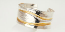 Twin Fairmined Gold Wave Cuff Hammered