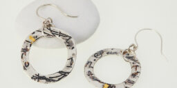 Hoop Etched Silver and Gold Leaf Earrings