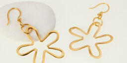 Large silver Diasy drop earrings, Fairmined Gold plated
