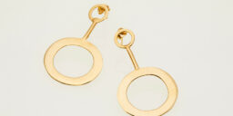 Large double hoop stud earrings, Fairmined Gold Plated